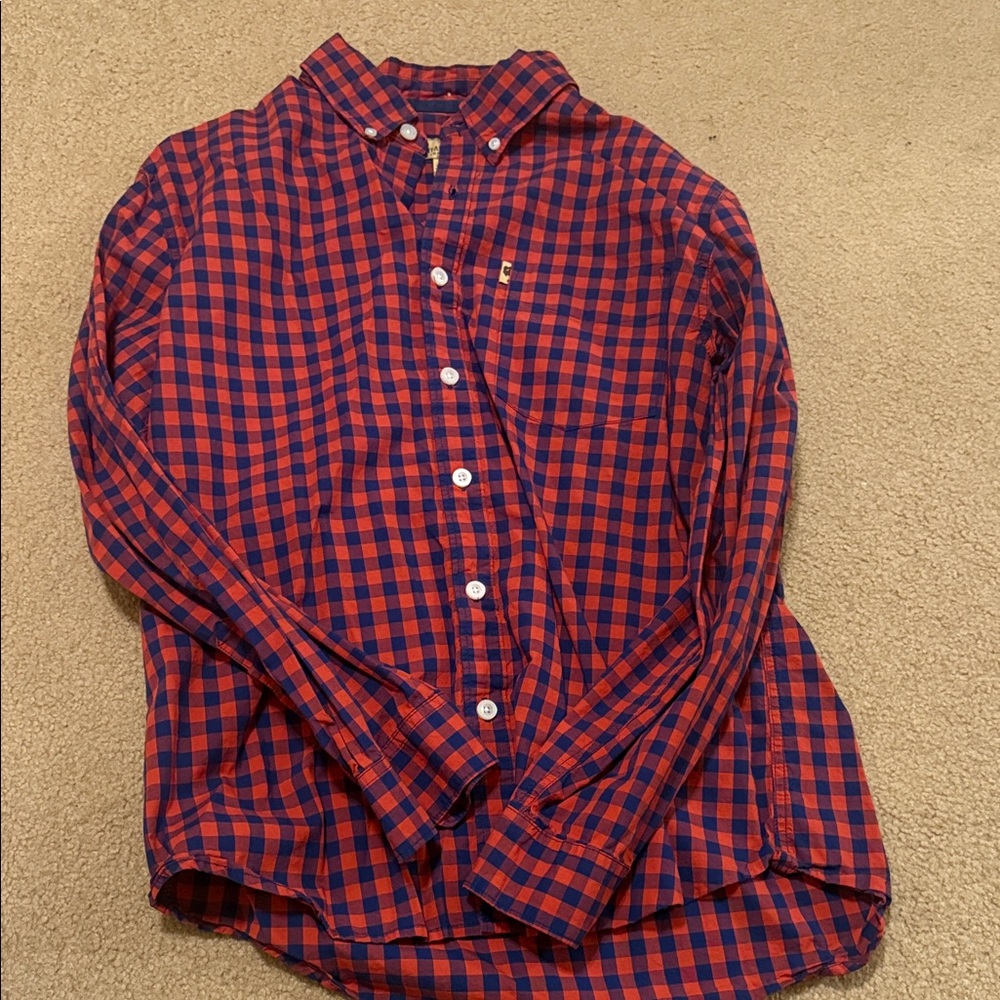 Kids Red and Blue Checkered Button Down Shirt